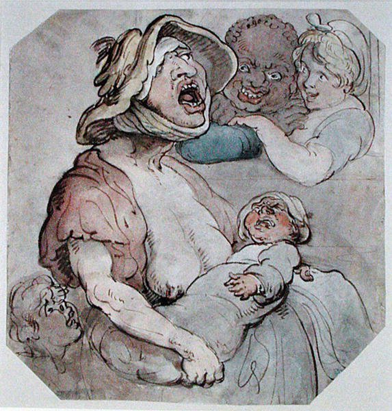 Nedves nővér megszakítva (akvarell papíron) alkotó: Thomas Rowlandson
