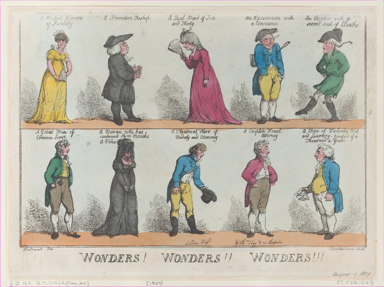 Csodák! Csodák!! Csodák!!!, [1809. augusztus 1.], utánnyomás., [1809. augusztus 1.], utánnyomás. alkotó: Thomas Rowlandson