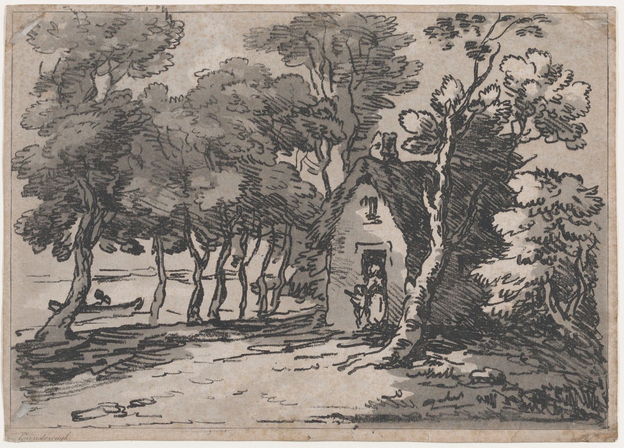 Erdős jelenet alakokkal egy kunyhó ajtajában, 1783-88., 1783-88. alkotó: Thomas Rowlandson