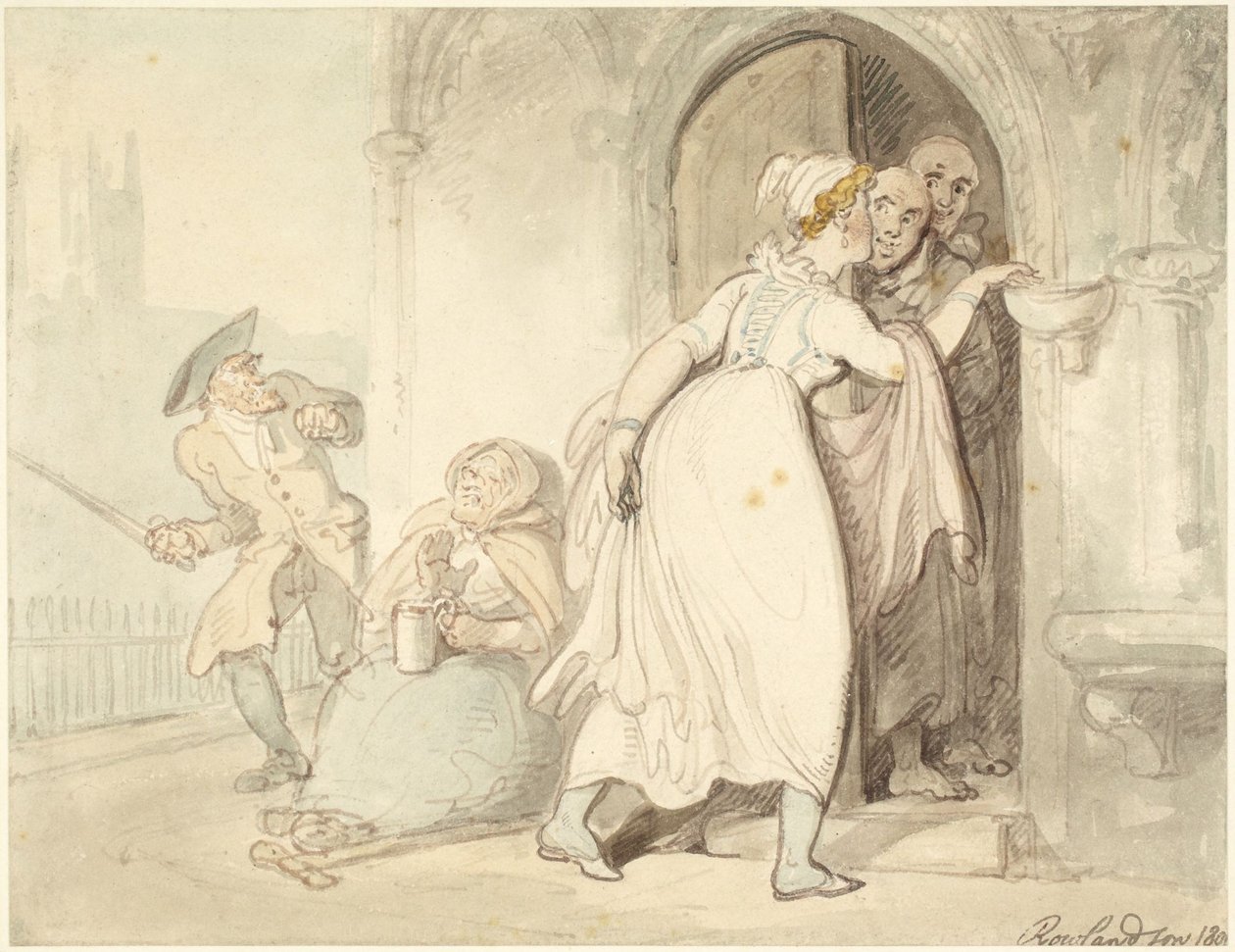 Fiatal nő a templom ajtajánál vagy a gyónásnál alkotó: Thomas Rowlandson