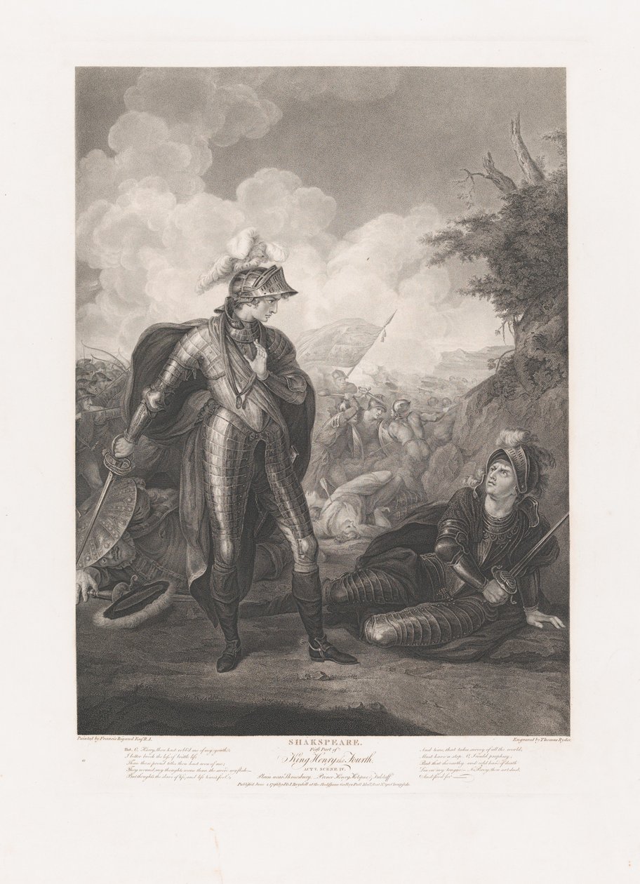Henrik herceg, Hotspur és Falstaff Shakespeare, Henrik király..., először 1796-ban adták ki, újra kiadták 1852-ben. alkotó: Thomas Ryder