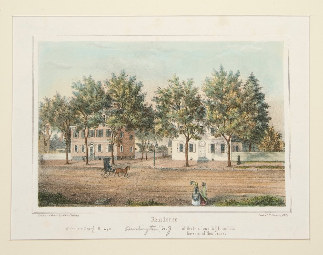 A néhai George Dillwyn/ a néhai Joseph Bloomfield lakóhelye (Burlington, NJ), 14 kilátással Burlingtonra alkotó: Thomas S. Sinclair
