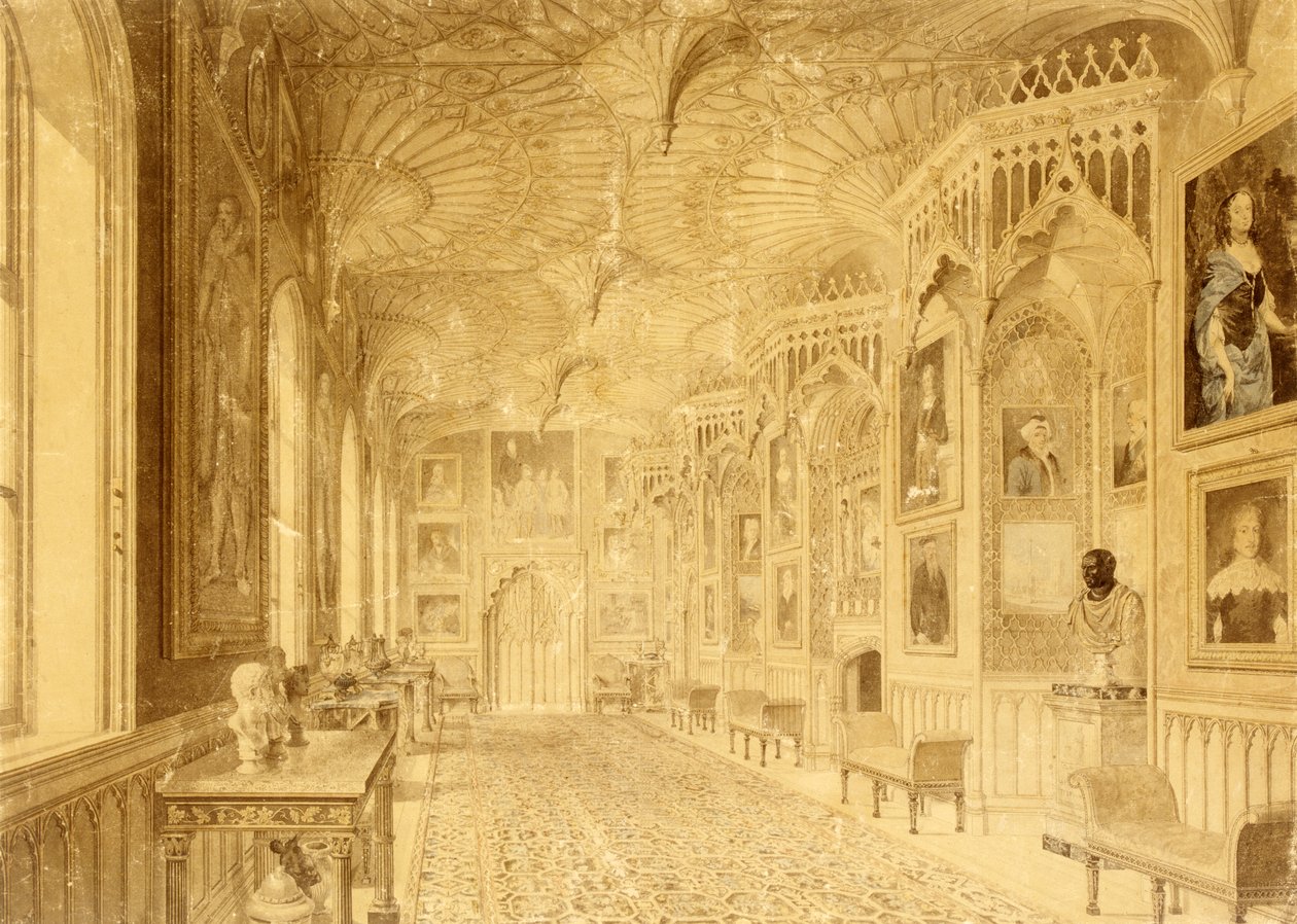 Long Gallery at Strawberry Hill, Twickenham (nyomtatott) alkotó: Thomas Sandby