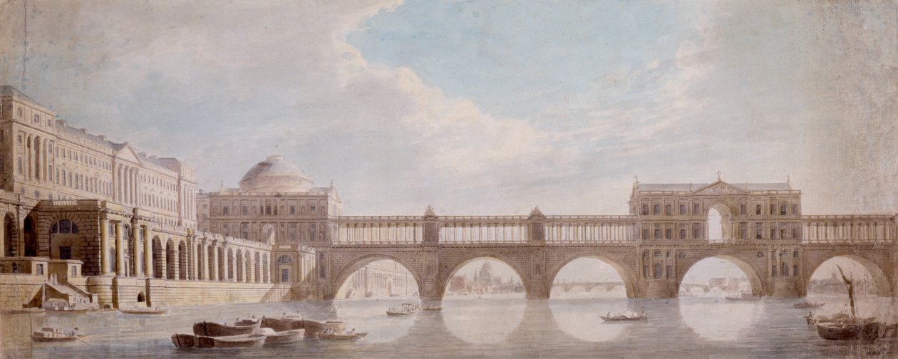 A Temze folyón átívelő híd terve a Somerset House-ban alkotó: Thomas Sandby