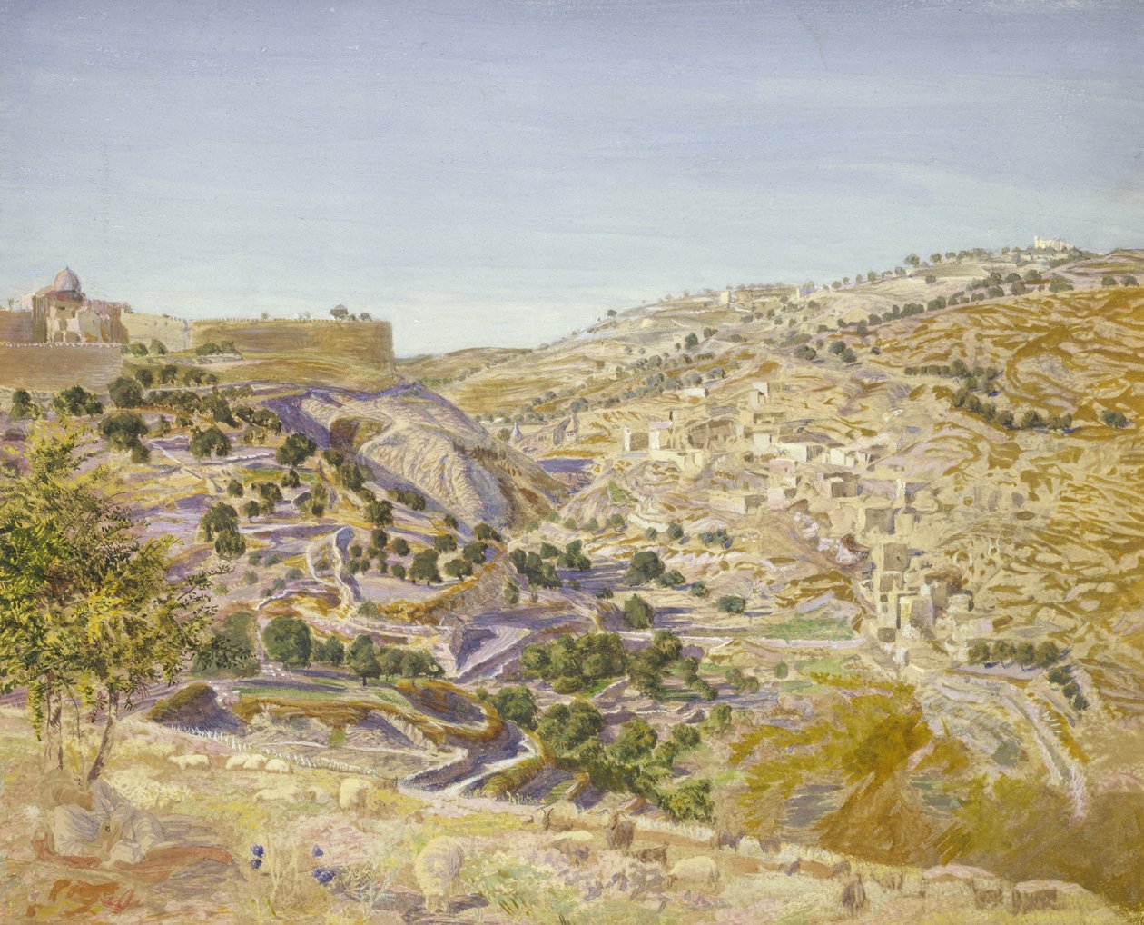 Jeruzsálem látképe, 1854 (akvarell, papír) alkotó: Thomas Seddon