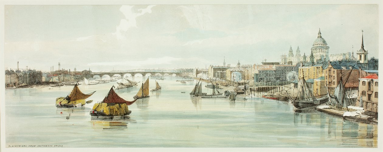 Blackfriars, a Southwark Bridge-ről, hatodik lemez az Original Views of London, ahogy van alkotó: Thomas Shotter Boys