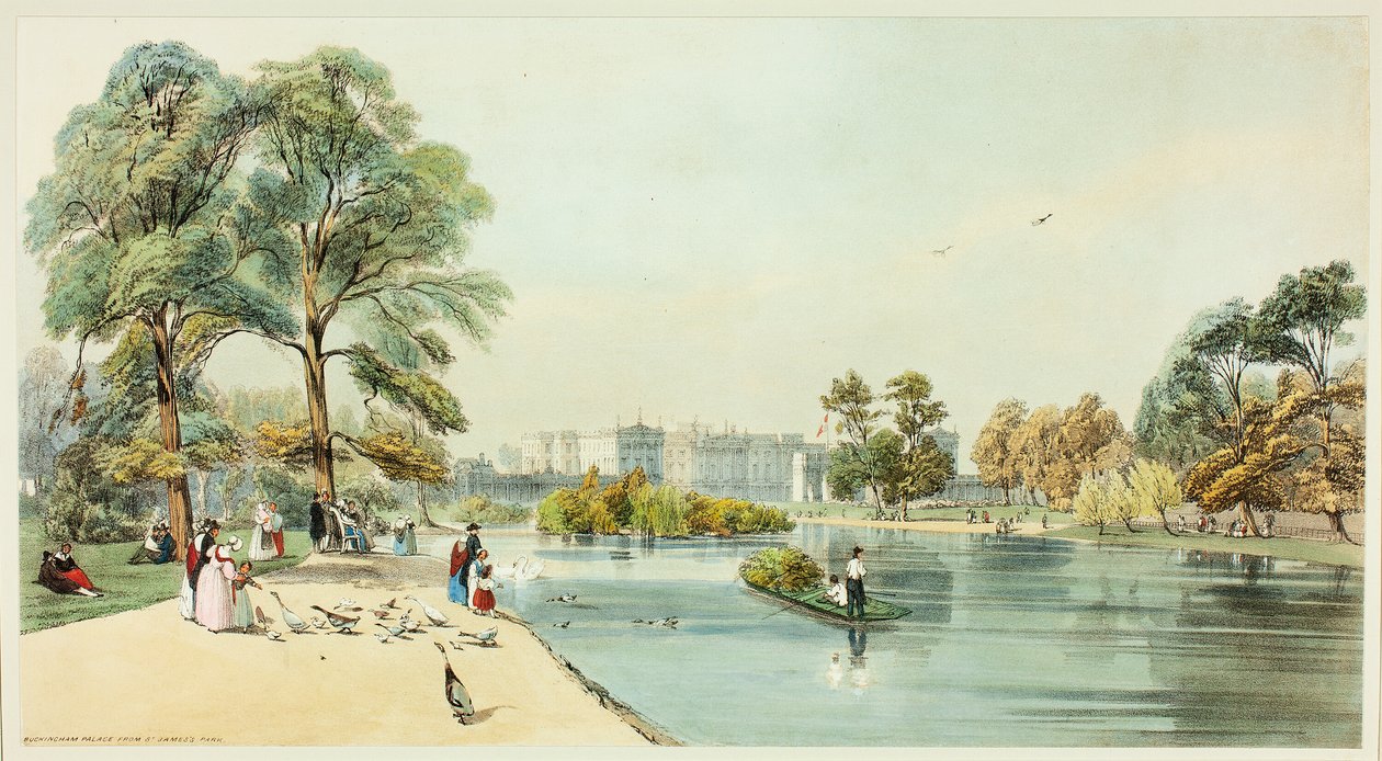 A Buckingham-palota a St. James Parkból, a tizenegyedik lemez az Original Views of London, ahogy van alkotó: Thomas Shotter Boys