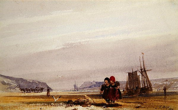Gyermekek a tengerparton (akvarell papíron) alkotó: Thomas Shotter Boys