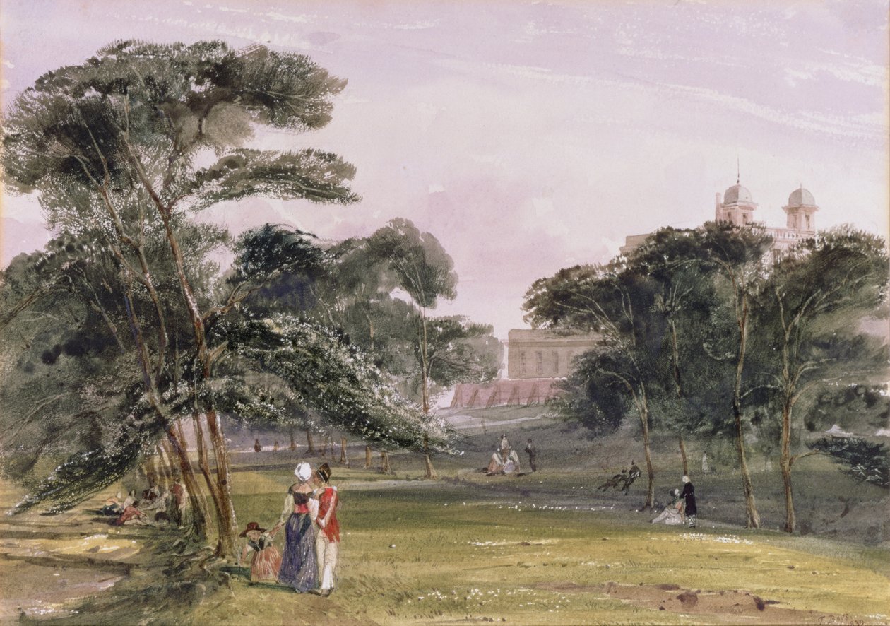 Figurák az Obszervatórium alatti parkban, Greenwich, 1850 körül (akvarell) alkotó: Thomas Shotter Boys