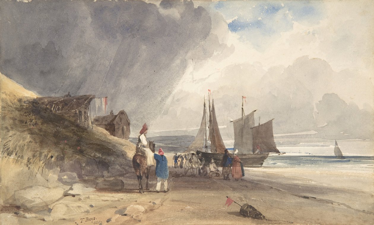 Figurák egy tengerparton, Észak-Franciaország, 1830. alkotó: Thomas Shotter Boys