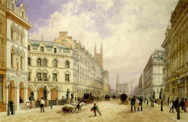 Keletre néző Holborn-viadukt, London városa alkotó: Thomas Shotter Boys