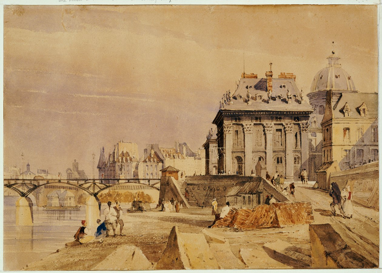 L "Institut and the Pont des Arts, Párizs, 1828 alkotó: Thomas Shotter Boys