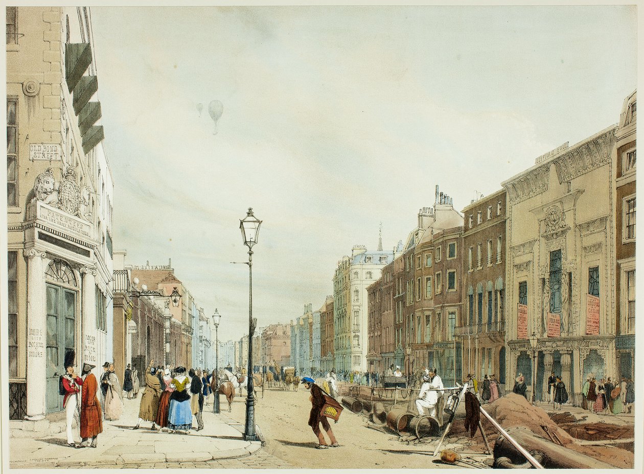 Piccadilly, Looking Towards the City, tizenhetedik tábla az Original Views of London, as It Is alkotó: Thomas Shotter Boys