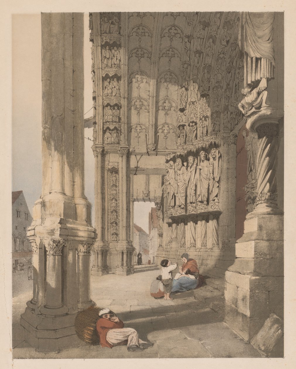 Festői építészet Párizsban, Gentben, Antwerpenben, Rouenben stb.: Chartres-i székesegyház déli tornáca, alkotó: Thomas Shotter Boys