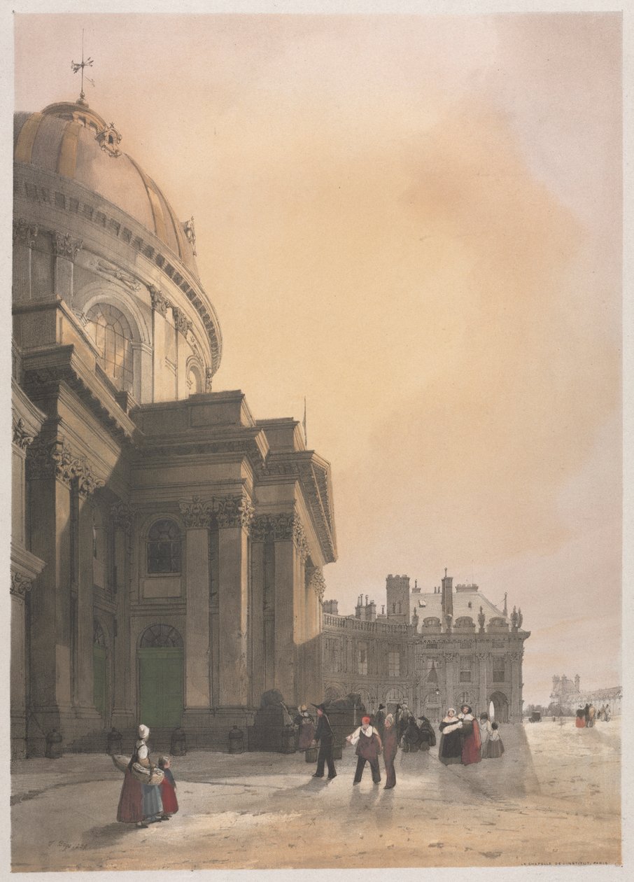 Festői építészet Párizsban, Gentben, Antwerpenben, Rouenben: La Chapelle de lInstitut..., 1839. alkotó: Thomas Shotter Boys