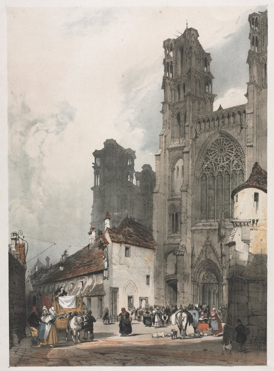 Festői építészet Párizsban, Gentben, Antwerpenben, Rouenben: Laon, Franciaország, 1839. alkotó: Thomas Shotter Boys