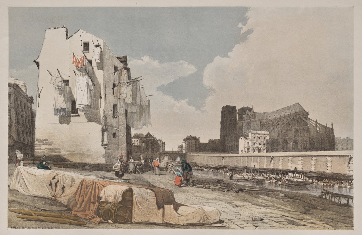 Festői építészet Párizsban, Gentben, Antwerpenben, Rouenben: Nôtre Dame, Párizs, a Quai St. Bernard-tól alkotó: Thomas Shotter Boys