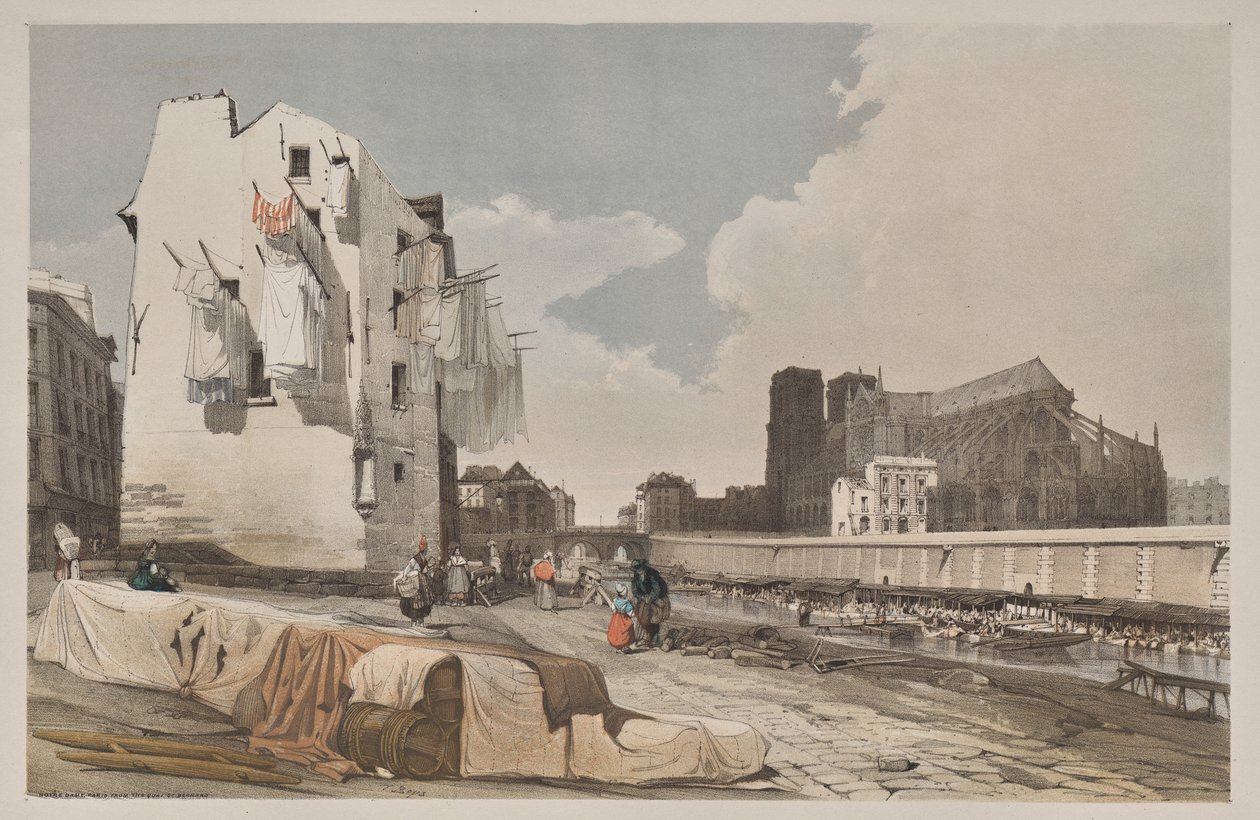 Festői építészet Párizsban, Gentben, Antwerpenben, Rouenben: Nôtre Dame, Párizs, a Quai St. Bernard-tól alkotó: Thomas Shotter Boys