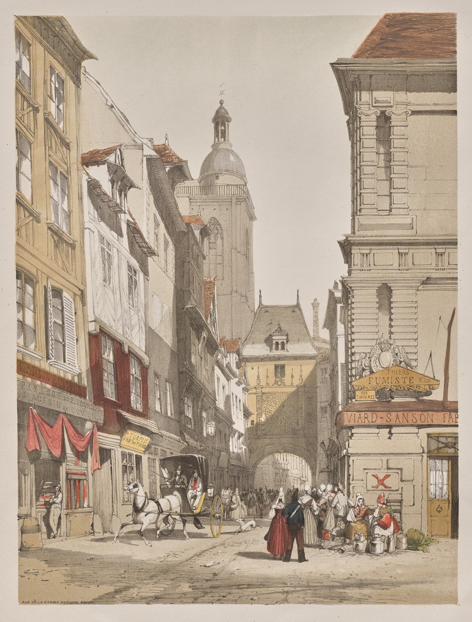 Festői építészet Párizsban, Gentben, Antwerpenben, Rouenben: Rue de la Crosse Horlogue, Rouen, Franciaország alkotó: Thomas Shotter Boys