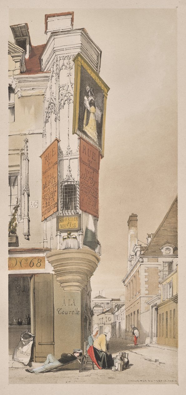 Festői építészet Párizsban, Gentben, Antwerpenben, Rouenben: Old Rue du Temple, Párizs alkotó: Thomas Shotter Boys
