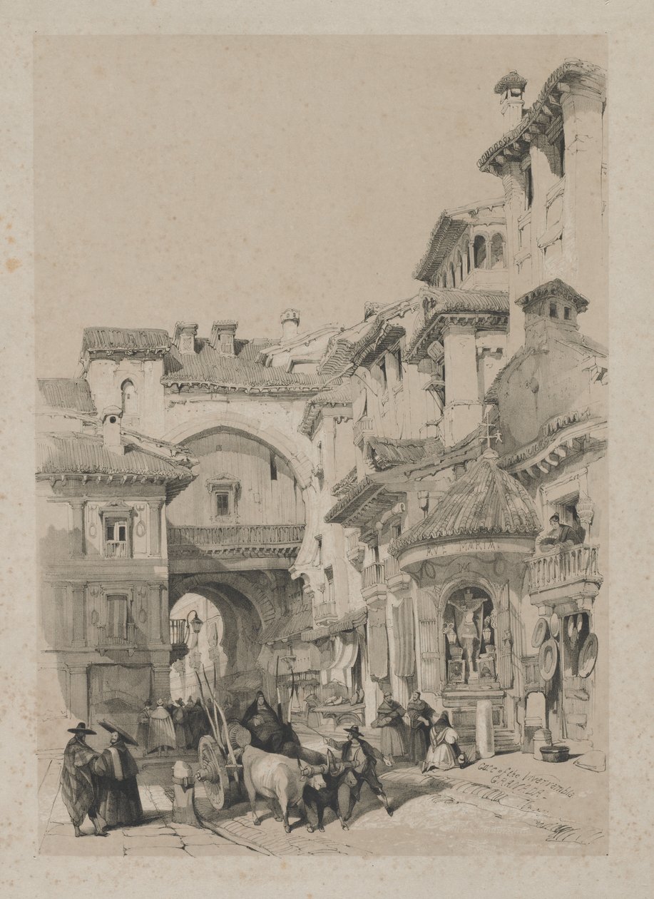Festői vázlatok Spanyolországban: Vivarrambla kapuja, Granada alkotó: Thomas Shotter Boys