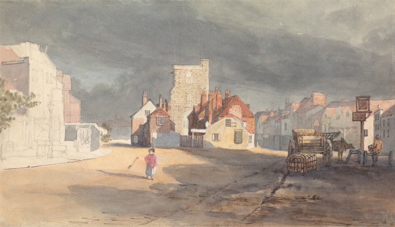 Utcai jelenet Stratfordban a Bow által alkotó: Thomas Shotter Boys