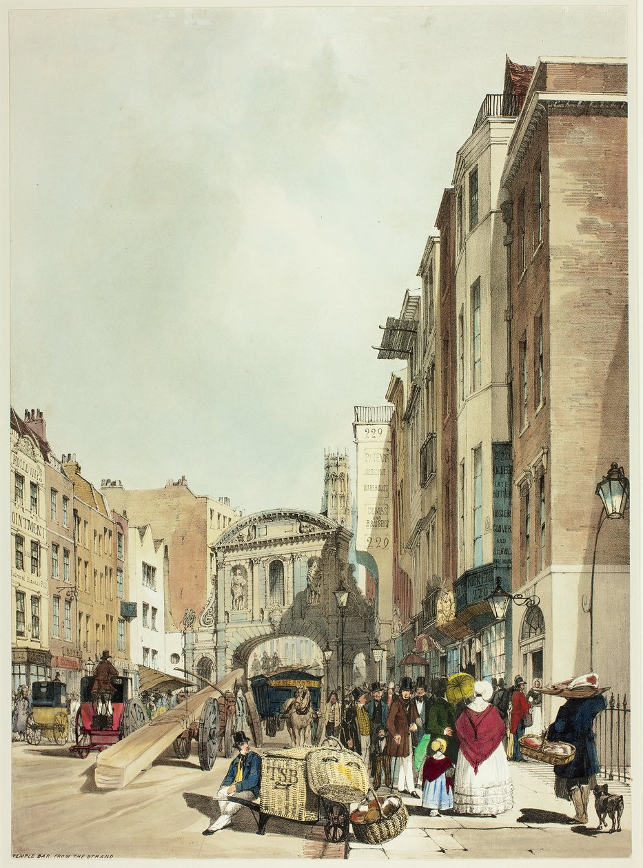 Temple Bar a The Strand-ből, 22-es tábla az Original Views of London, ahogy van alkotó: Thomas Shotter Boys