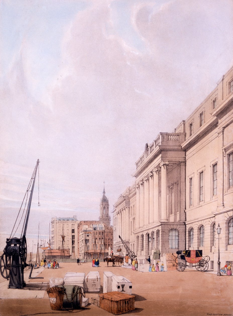A vámház, a "London, ahogy a természetből rajzolták" 1842-ből alkotó: Thomas Shotter Boys