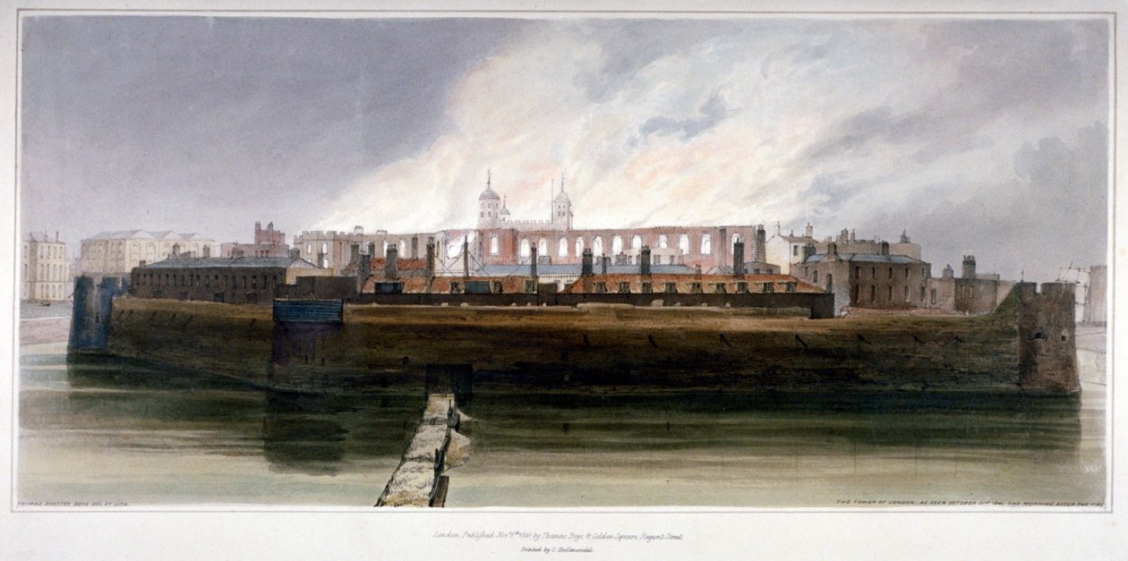A londoni Tower az 1841. október 30-i fegyvertűz után reggel alkotó: Thomas Shotter Boys