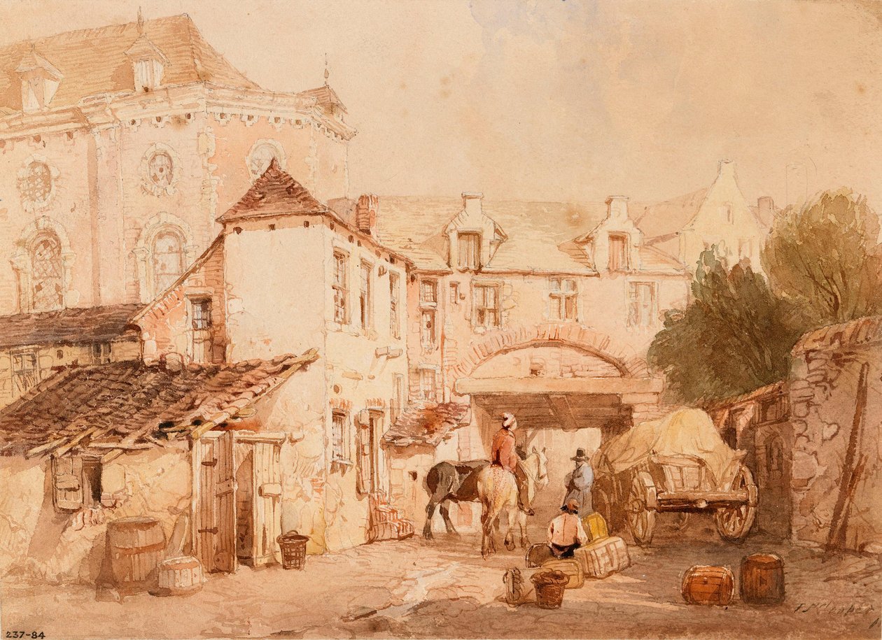 Egy flamand fogadó udvara alkotó: Thomas Sidney Cooper