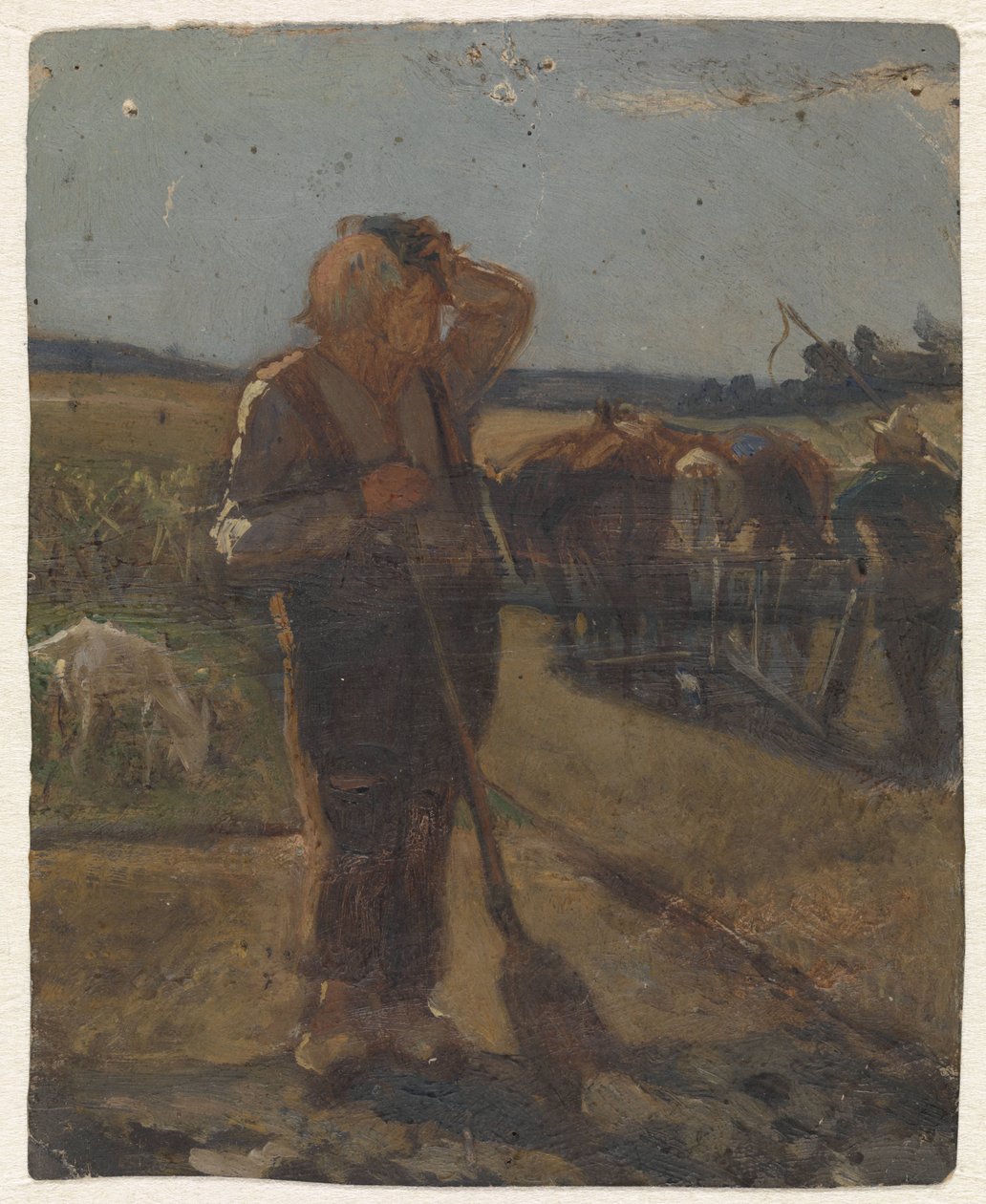 Farmer állandó lapáttal a földön alkotó: Thomas Simon Cool