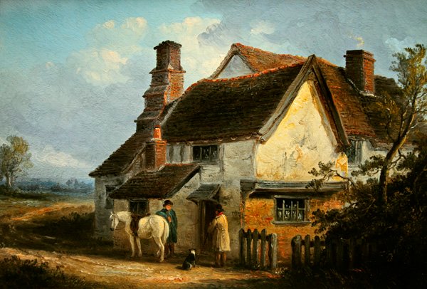 Két Warsower beszélget a házon kívül (olaj, vászon) alkotó: Thomas Smythe