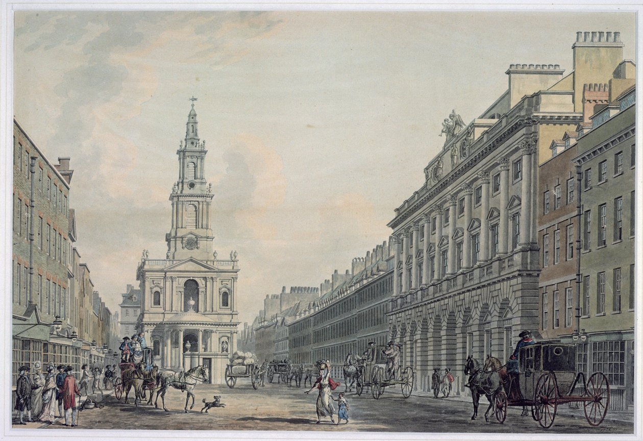 The Strand a Somerset House-szal és a St. Mary le Stranddal, 1781 (akvatinta) alkotó: Thomas Snr. Malton