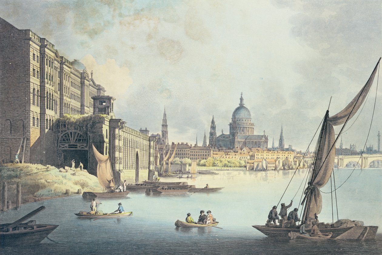 Kilátás a Somerset-házra és a Temzére, 1796 alkotó: Thomas Snr. Malton