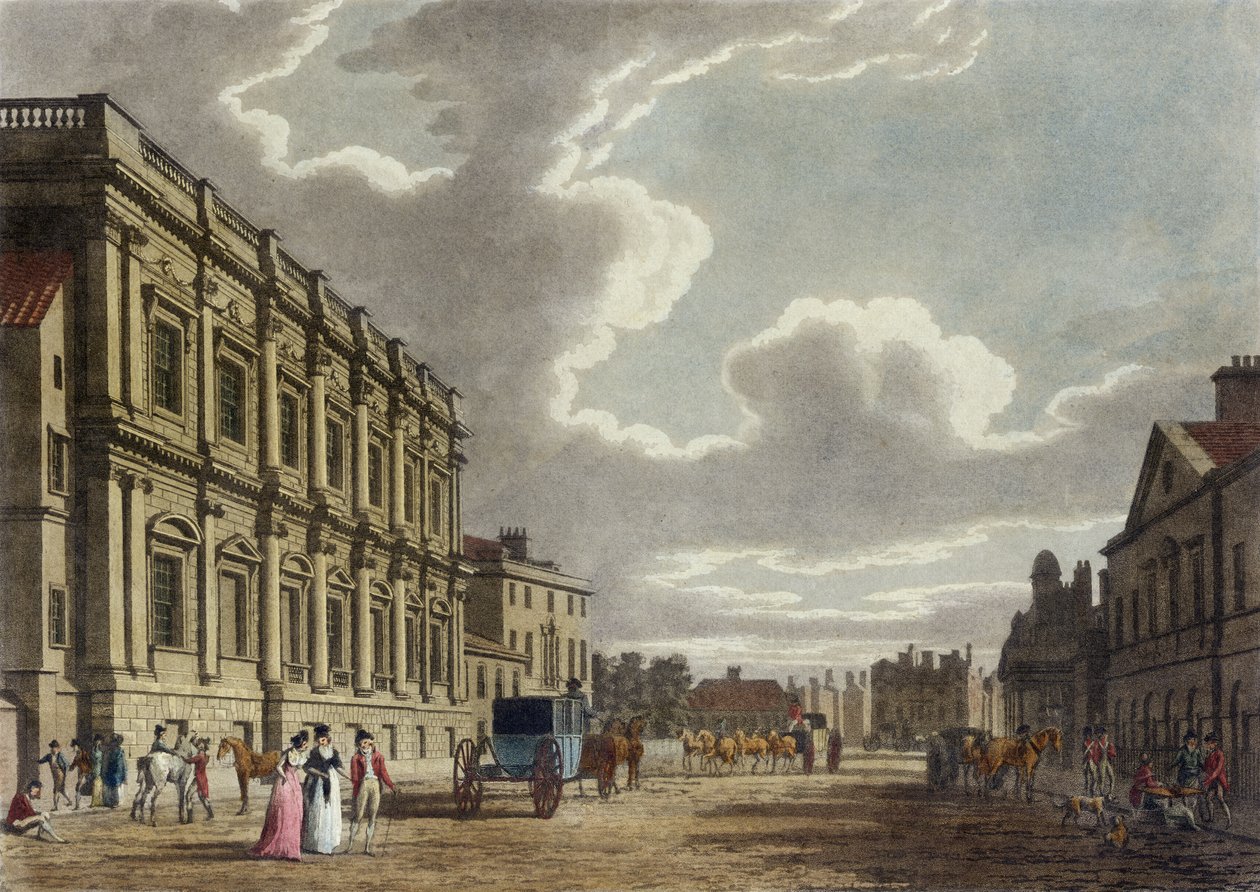 Whitehall, Westminster Londonban (színes akvatinta) alkotó: Thomas Snr. Malton