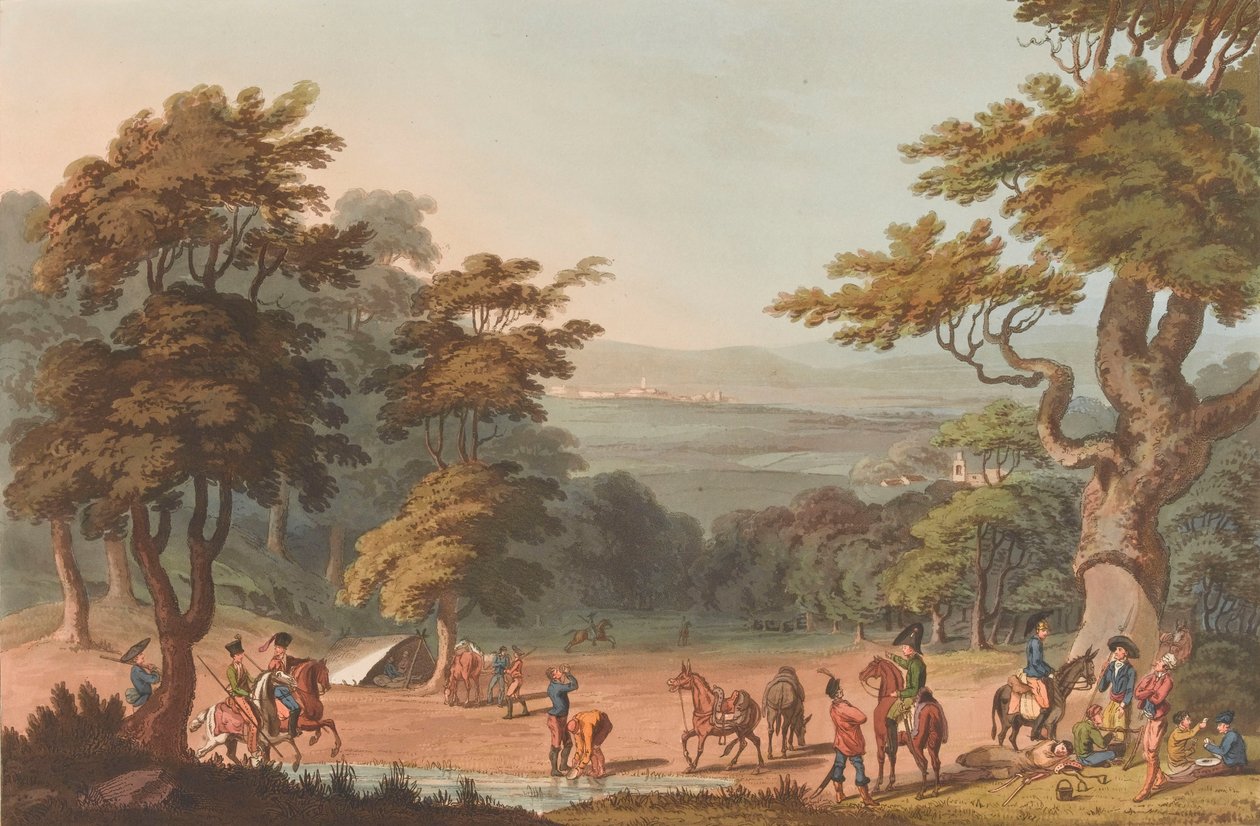 Ciudad Roddrigo távoli képe, 1810–1811 (akvatinta, színes) alkotó: Thomas Staunton (after) St. Clair