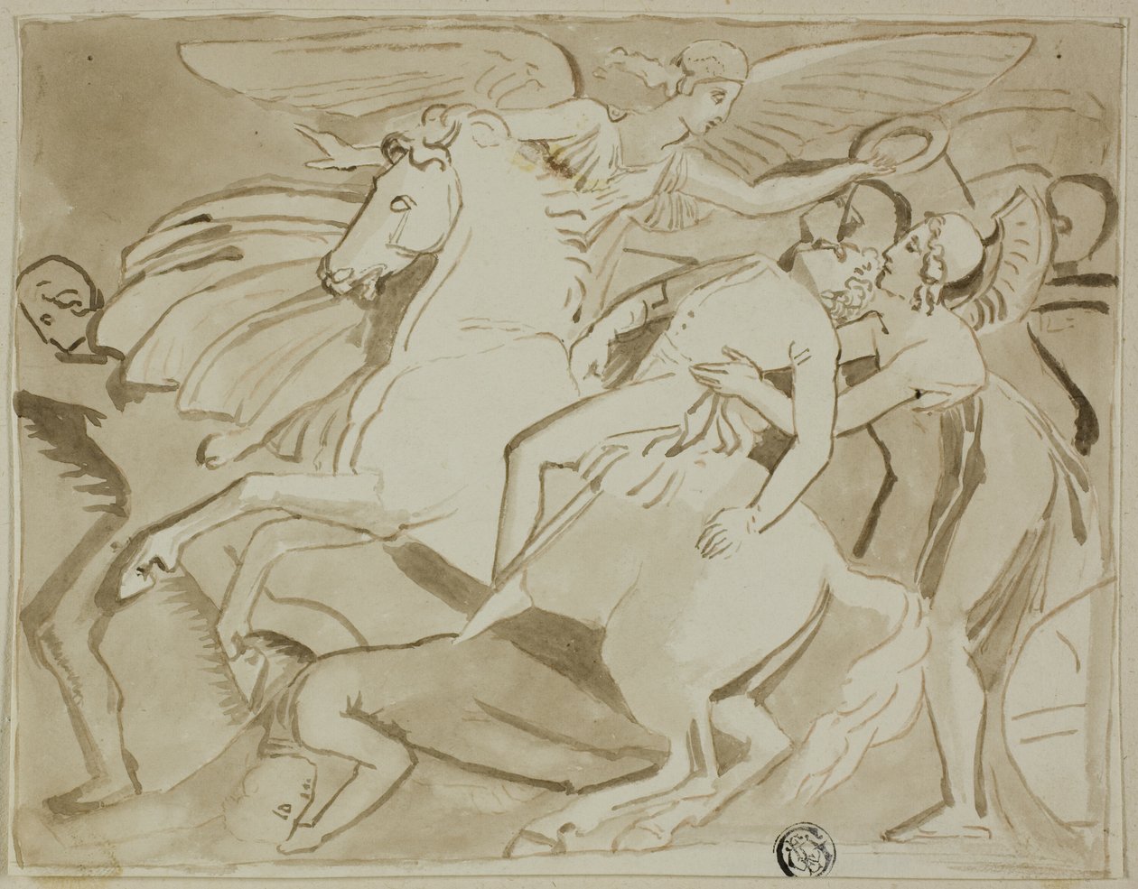 Angyal koszorút helyez a haldokló katona fejére alkotó: Thomas Stothard
