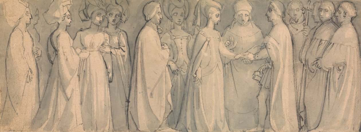 Egy középkori esküvő fríze alkotó: Thomas Stothard