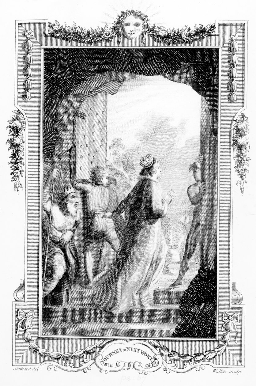 Illusztráció Henry Fielding „Utazás ebből a világból a következőbe” című művéből, Anthony Walker metszetében, 1783 alkotó: Thomas Stothard