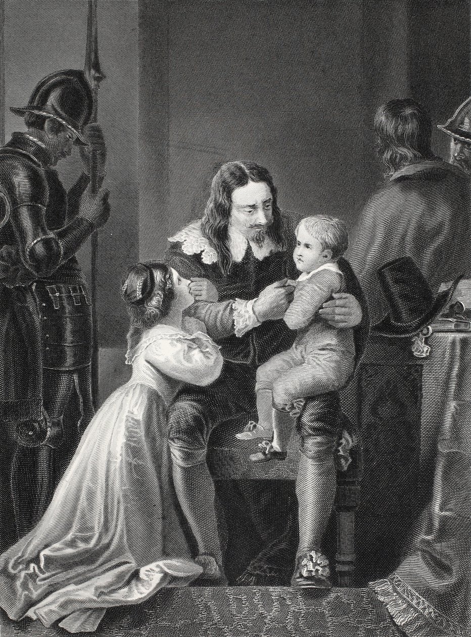 I. Károly angol király kivégzése előtt búcsúzik gyermekeitől, A.H. Payne metszetével alkotó: Thomas Stothard