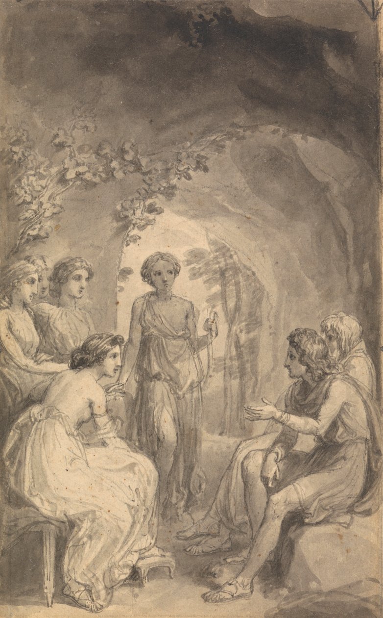 Fenelon „Télemakhosz, Ulysses fia kalandjai” című művének hat illusztrációjának egyike alkotó: Thomas Stothard