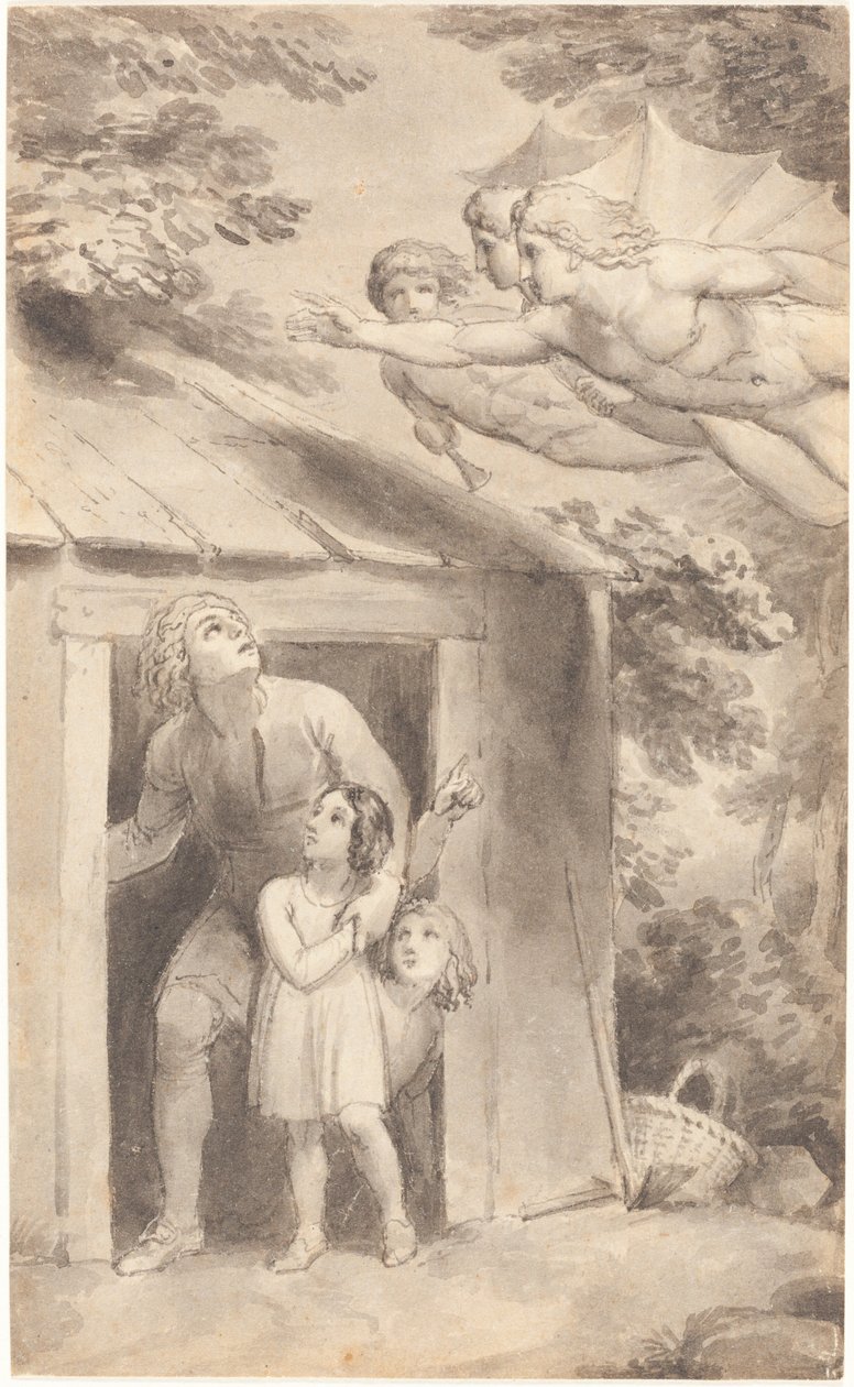 Péter és gyermekei meglátogatták három repülő alak alkotó: Thomas Stothard