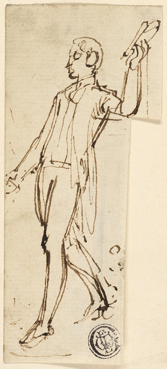 Felemelt karú álló férfi vázlata alkotó: Thomas Stothard
