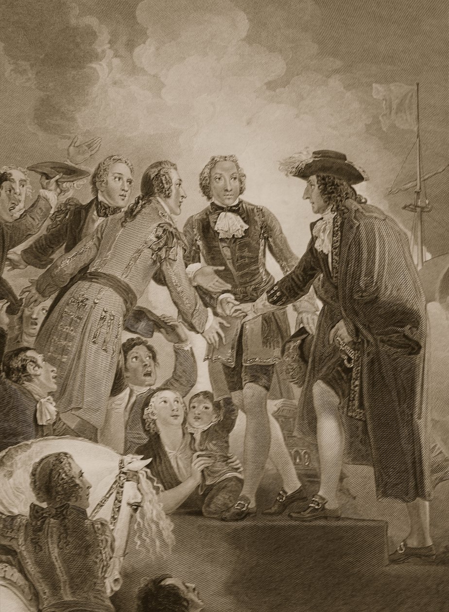 William 3. partraszállása Torbayban, George Noble metszete, illusztráció David Hume „Anglia története” című kocsmából. R. Bowyer, London, 1812 alkotó: Thomas Stothard
