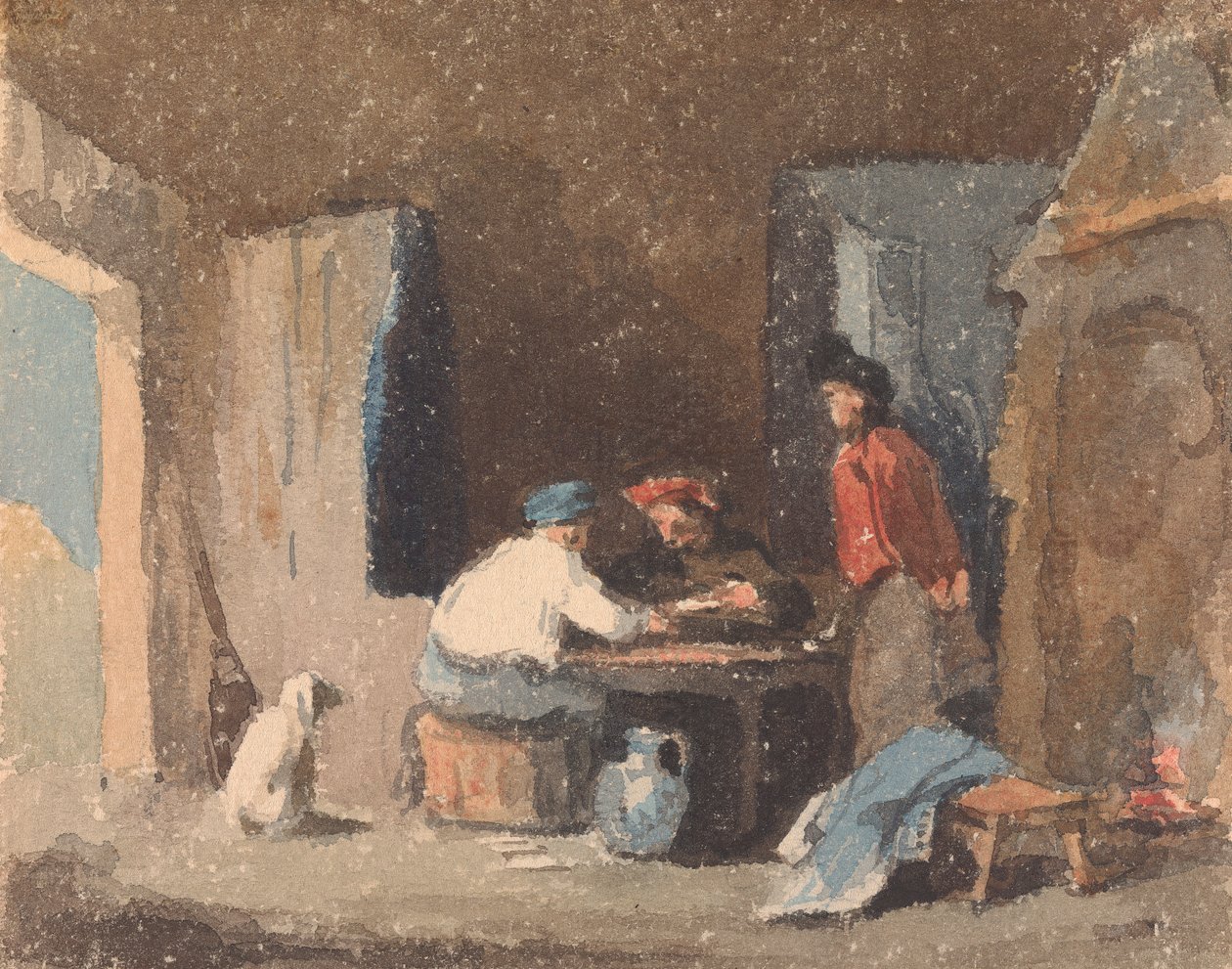 Figurák egy asztalnál a kunyhóban alkotó: Thomas Sully