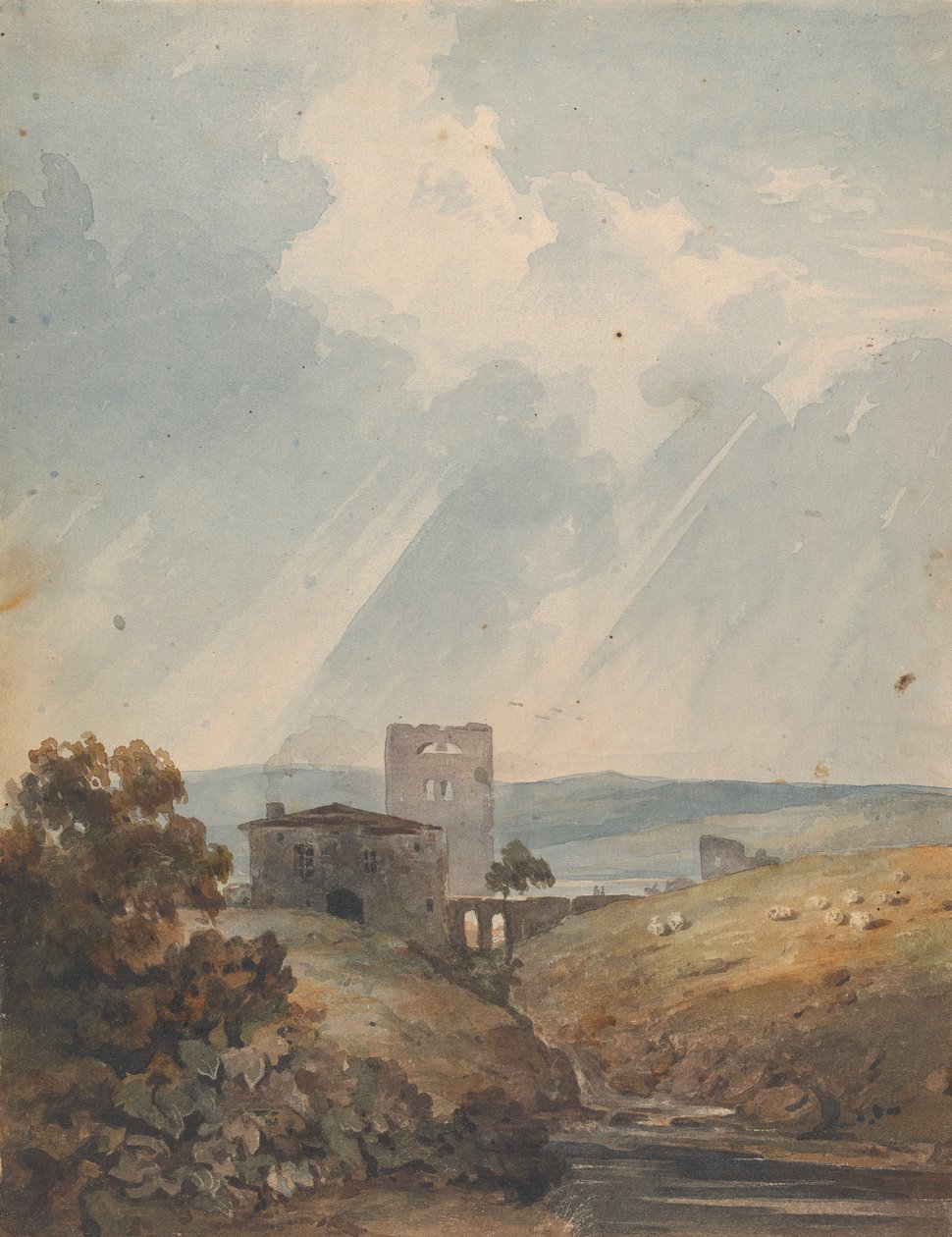 Táj kastély, dombok és hegyek alkotó: Thomas Sully