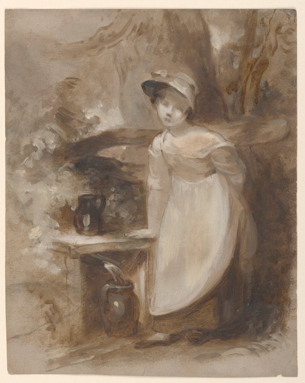Fiatal lány vizet kap egy forrásnál alkotó: Thomas Sully