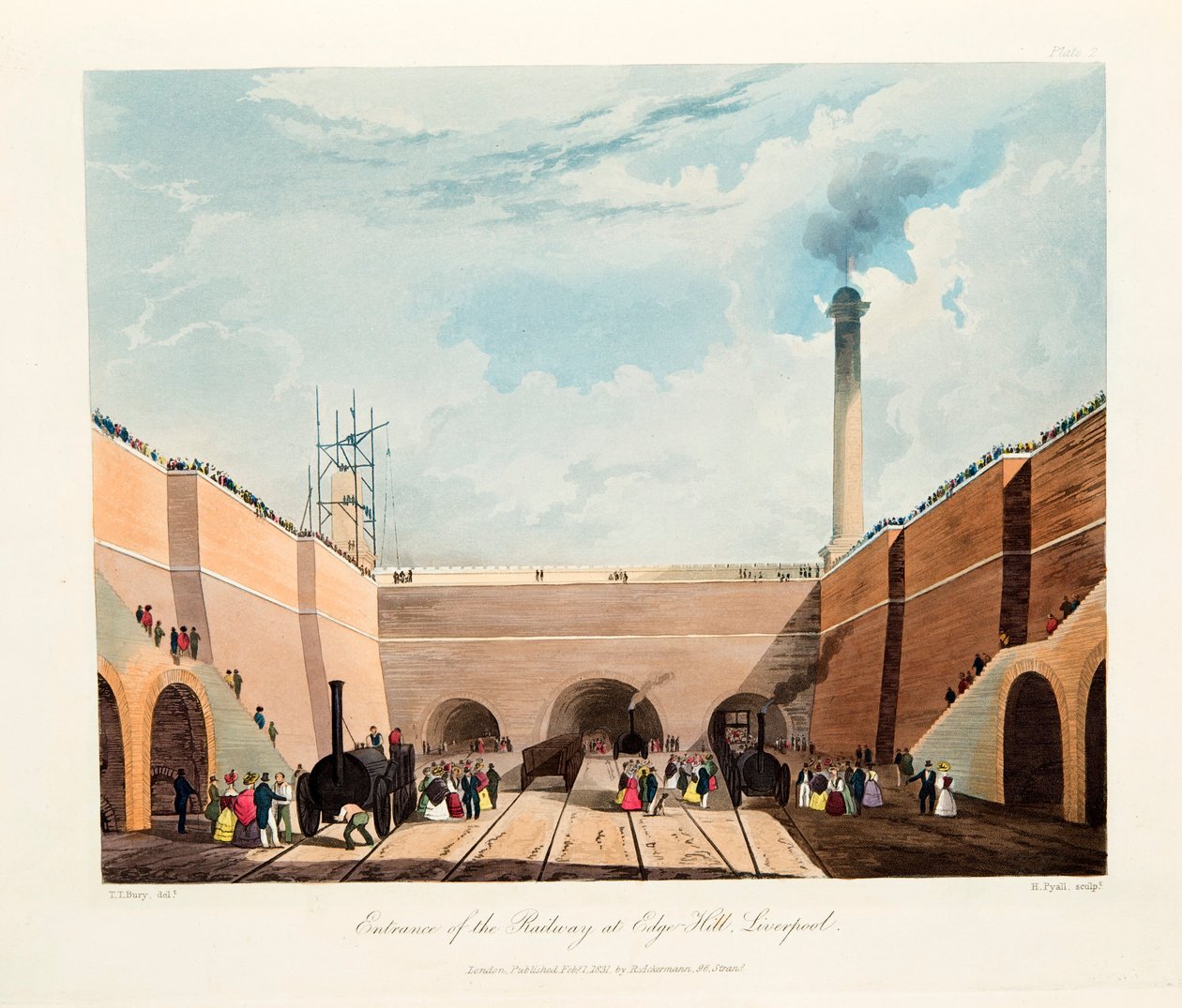 „A vasút bejárata az Edge Hillnél”, Liverpool, 1831 alkotó: Thomas Talbot Bury