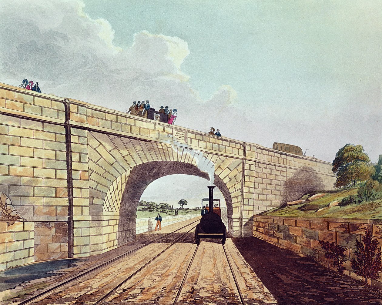 Rainhill Bridge, 12. tábla a „Liverpool and Manchester Railway”-től, Henry Pyall (1795-1833) metszet, pub. Ackermann und Co., 1833 alkotó: Thomas Talbot Bury
