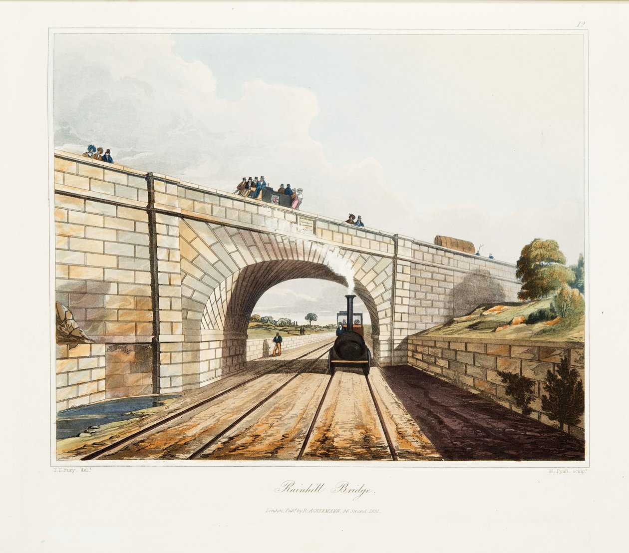 Rainhill Bridge, 1831-ben megjelent (kézzel színezett metszet) alkotó: Thomas Talbot Bury